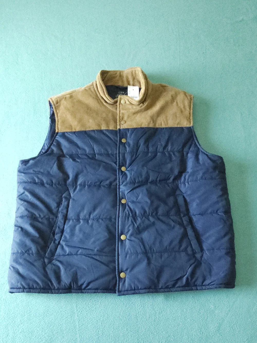 J. Crew Navy and Tan Quilted Puffer Vest NWT